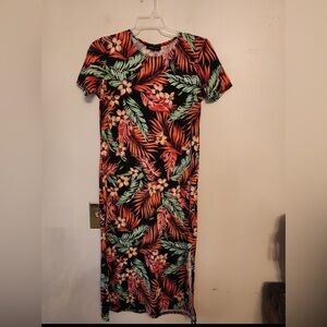 Ashley blue tropical floral pattern dress size womens 1x